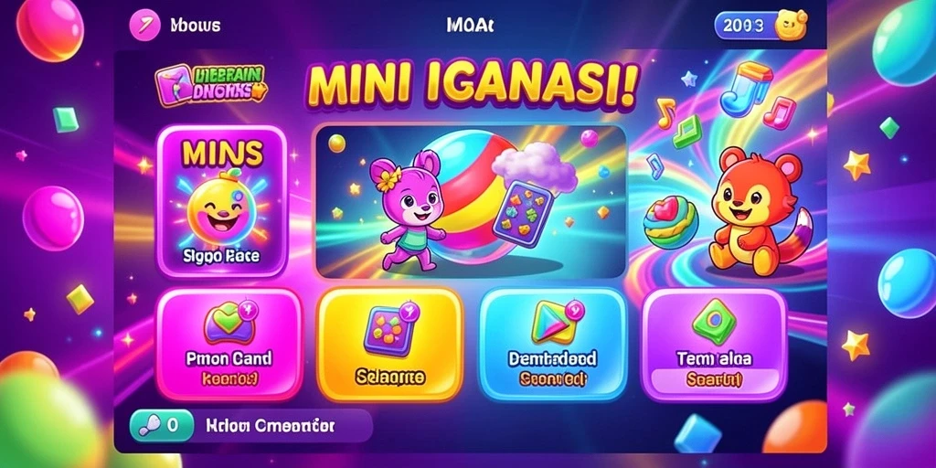 Tampilan layar utama dengan pilihan permainan yang menarik.